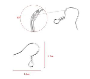 hot Sterling 925 Silver Earring Findings Fishwire Hooks Ear Wire Hook French HOOKS Jewelry DIY 15mm fish Hook Mark 925