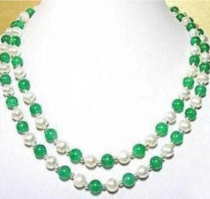 wholesale Abbastanza! 7-8MM Collana in pietra naturale verde perla bianca 18 