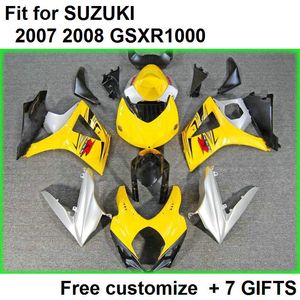 Heißes Verkaufsverkleidungsset für Suzuki GSXR1000 07 08, gelb-silbernes Verkleidungsset GSXR1000 2007 2008 MK23