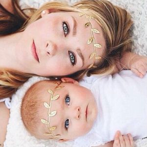 2Pcs/Set New Mom and Newborn Gold Leaf Headband Set For Hair accessories Matching Headband Kids Mommy Headwrap Gifts