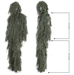 Jagd Ghillie Anzug Set 3D Camo Bionic Blatt Camouflage Dschungel Wald Poncho Manteau Langlebig Jagd-Poncho PO06