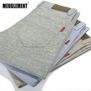 Yaz pantolon erkekler keten ince fit pantolon moda iş elbise eşofmanları sıradan pantolon erkek joggers