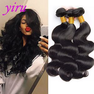 Peruvian Indian Brazilian Malaysian Double Wefts Extensions Body Wave 3 Bundles Human Hair Natural Color 10-28inch