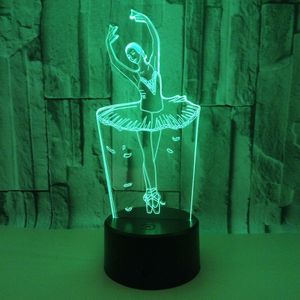 Ballerina 3D Illusion LED Nachtlicht Farbwechsel Touch Schalter Tisch Schreibtischlampe #T56