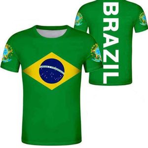 Brazylia T Shirt Darmowe niestandardowe Numer Numer Bra Kraj Koszulka Portugalia Br Flaga Portugalski Print Photo Brasil Federativa DIY Ubrania