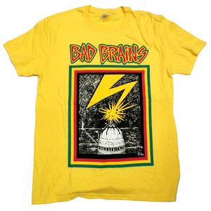 Beyin Tişörtleri toptan satış-Kötü Beyin T Shirt İlk Albüm Kapak Resmi Sarı Hardcore Siyah Bayrak Komik ücretsiz kargo Unisex Rahat