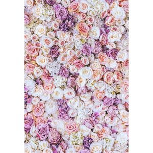 Digital Printing Pink Cream Purple Flower Wall Achtergrond Huwelijk Fotografie Romantische Rose Blossoms Baby Meisjes Foto Studio Achtergronden Vinyl