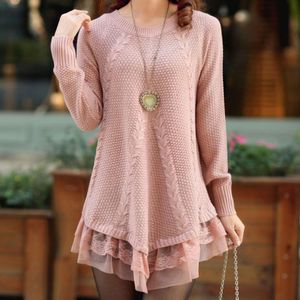 Autumn and winter clothing new lace loose casual thickening wild slim slimming sweater coat women's pullover S18100902