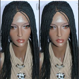 Blonde Brown Black Box Braided Lace Front with Baby Fiber Thick Full Hand Synthetic Hair Micro Havana Twist Wigs