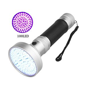 100 LED UV UltraViolet Flashlight 395nm Ultra Violet Blacklight Detector Pet Urine Stains Detector Bed Bug Scorpion Hunting For Home Outdoor