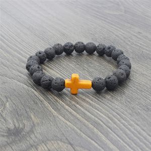 Jesus Cross Yoga Lava Pärledsträngar Essential Oil Diffuser Armband Fashion Jewelry Women Mens Armband Will and Sandy Gift 320194