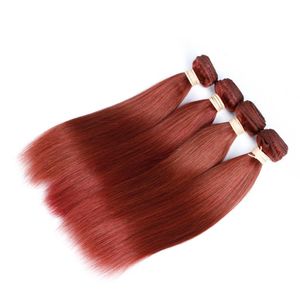 Billiga Auburn Hair Weave 100% Obehandlat Ryska # 33 Rak Human Hair Extensions 8-30Inch 3 Bundles Sale