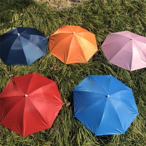 55 cm gökkuşağı Şemsiye Şapka Kap Katlanır Kadın Erkek Şemsiye Balıkçılık Yürüyüş Golf Plaj Şapkalar Eller Serbest Şemsiye