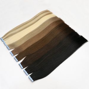 ベスト10Aテープextensions 100％オリジナルのバージンレミー人間の髪200G / 80 PCSブラジルのペルーのインドのマレーシアの皮膚皮の毛の髪