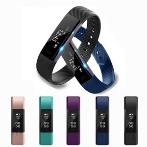 ID115 Smart Wristband Armband Fitness Heart Rate Tracker Step Counter Activity Monitor Band Vattentät Armband för iPhone IOS Android