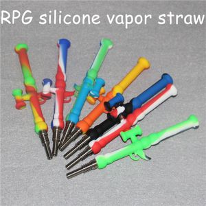 Silicone Nectar Smoking Pipes 10mm with GR2 Titanium Nails Silicon Bong Dab Rig Oil Concentrate straw Pipe Tip