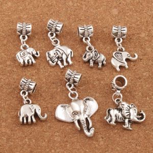 140 st/parti blandade metaller elefant stora hål dingla europeiska pärlor tibet silver fit charm armband lös pärla