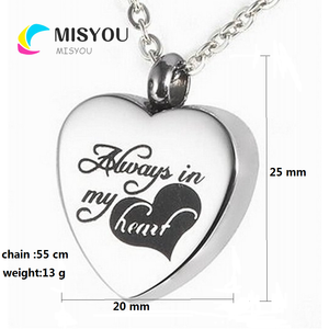 Custom engraving plane heart-shaped funeral cremation casket necklace pendant fashion jewelry.