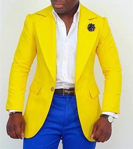 Nova Moda Amarelo Do Noivo Smoking Notch Lapela Um Botão Dos Homens Do Casamento Terno de Alta Qualidade Homens de Negócios Prom Blazer Jantar (Jaqueta + Calça + Gravata) 1195