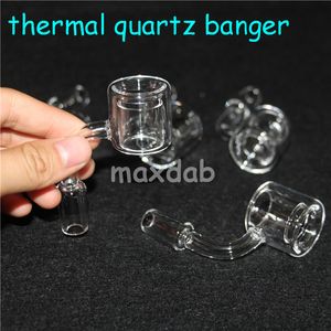 Flat Top 100% Quartz Bangers 14mm 18mm XXL Double Tube Thermal Banger Dabber Nail Caps Per Bong Contenitori in silicone da 5 ml