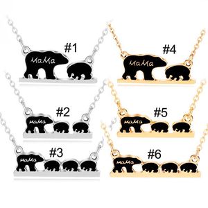 Cartoon Mama Bear Necklace silver gold chains cute bears mom daughter necklaces women children family fashion jewelry