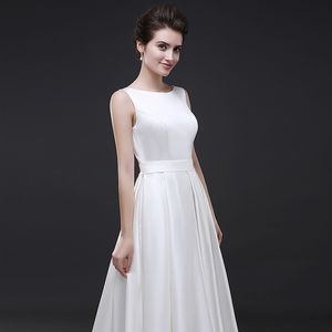 Strandbröllopsklänningar 2018 Vestido Noiva Simple White A-Line Party Bridal Gowns2498