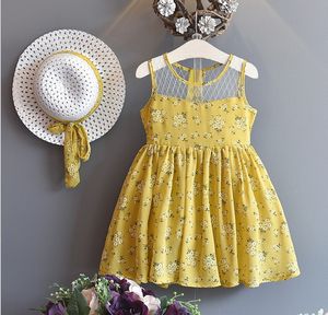 Baby tjejer sommar ny koreansk version spets blomma broderad tårta klänning med hatt flicka blommor sommar kjolar barn boutiques kläder