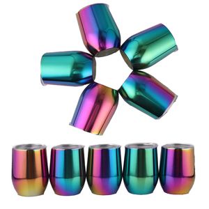 Wholesale stainless steel tumblers with lids for sale - Group buy 9oz stainless steel Water Bottle tumbler Gradient Rainbow Cups with lid coffee mugs Vacuum Insulated Beer Mug Wine glasses party Egg Cup
