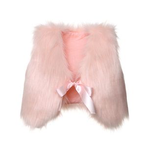 Wholesale girls clothing resale online - Autumn Baby Girl Kids Fur Vest Waistcoat Warm Winter Coat Outwear Jacket Sleeve Top Bow Solid Cute Kid Girl Clothing
