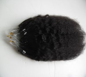 Грубый Яки микро расширения петли волос Kinky прямая человеческих волос 1 г/прядь 100г микро кольцо человеческих волос 10-24 дюймов