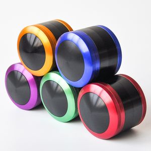 63mm 4 layers Aluminum Alloy Tobacco Grinders Convex Cap CNC teeth Herb Grinder Metal Grinders 5 colors OEM logo for wholesale