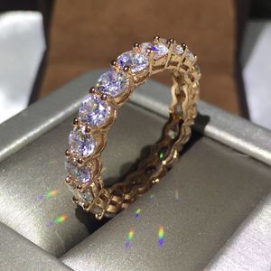 3 cores amantes infinito banda anel de prata esterlina 925 anéis de noivado de casamento para as mulheres homens 4mm 5A cristal de zircão Bijoux size5-10