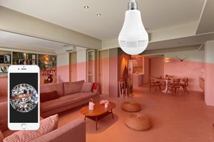 130W Lampa żarówki Bezprzewodowa kamera IP WIFI Panoramiczna FISHEYE Home Security CCTV Camera Support 128 GB