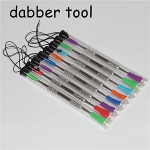 100pcs Smoking Wax dabbers Dabbing tools with silicone tips 120mm glass dabber tool Stainless Steel Pipe CleaningTool and Plastic Tubes