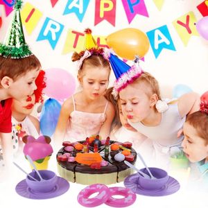 63pcs set Kitchen Toys Pretend Play Cutting Birthday Cake Food Toy Tableware Set Plastic Play Food Toy Gift for Chldren