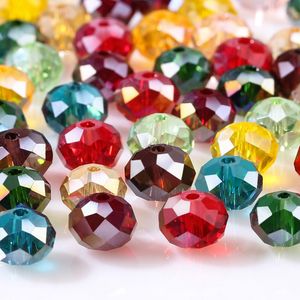 4 6 8mm Czech Loose Rondelle Crystal Beads For Jewelry Making Diy Needlework AB Color Spacer Faceted Glass Beads Wholesale