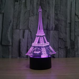 Eiffel Tower 3D Illusion LED Night Light Color Change Touch Switch Table Lamp Home Decor Acrylic Light Fixtures #T56