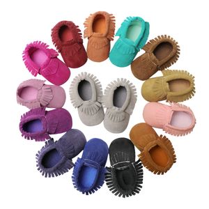 Toddler baby skor moccasins mocka läder nyfödda baby pojke flicka moccasins mjuka skor frans mjuka solen glödlista första walker prewalker