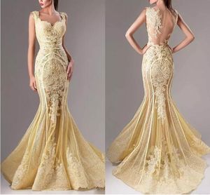 2019 Elie Saab Evening Dresses Lace Applique Mermaid Prom Gowns Sexy Sequins Illusion Arabic Special Occasion Dress Customized Party Dress