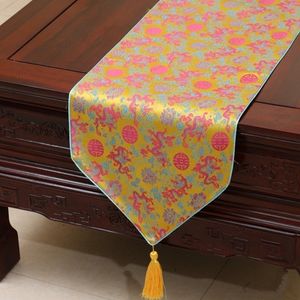 Extra Long Chinese Dragon Silk Fabric Table Runner Wedding Christmas Damask Tablecloth Holiday Party Home Decoration Table Mat 300x33 cm