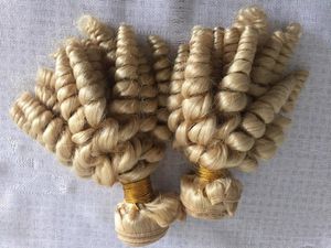 Aunty Funmi Romans Curly Blonde Weave Wiązki Surowe Dziewicy Indian Human Hair Extensions Honey Blonde Fumi Egg Curls Double Maszyna Wątek