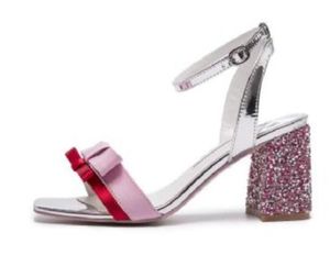 2018 scarpe da festa da donna sandali estivi in pelle con paillettes scarpe da sposa sandali con papillon rosa sandali gladiatore con borchie di strass