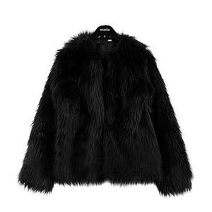 Dicke warme Damen Luxus Pelzmantel 2017 Winter flauschige falsche Pelzjacke Langarm Frauen Faux Mantel FourRe Femme