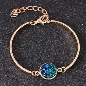 Wholesale kids crystal bracelets resale online - Colors Crystal Druse Bracelet Bangle Cuffs Shiny Stone Charm Fashion Jewelry for Women Kids Gift Drop Shipping