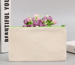 DIY White canvas blank plain zipper Pencil pen bags stationery cases clutch organizer bag Gift storage pouch baby coin purse