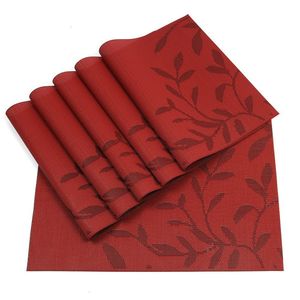 PVC Dining Tables Placemat Heat Insulation Stain Resistant Woven Vinyl Kitchen Table Mat Anti Slip Pad Washable Placemats