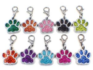 50pcs Bling dog bear paw footprint with lobster clasp diy hang pendant charms fit for keychains necklace bag making