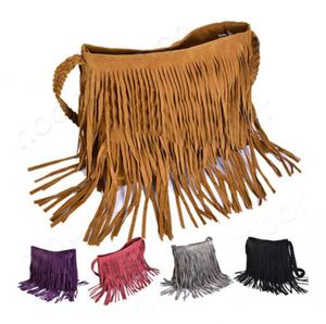 Celebrity Ryggs￤ckar Tassel Suede Fringe Leather Axel Messenger Handv￤ska Hobo Bag Women Tassels Clutch Purse