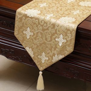 Runner da tavolo damascato jacquard classico cinese Moda tavolo da pranzo Tappetino da tè per caffè Tovaglia in raso di seta Rettangolare 200x33 cm