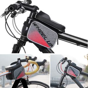ホイールアップタッチスクリーンバイクバッグ自転車トップチューブ電話ケースサイクリングフロントフレームポーチ